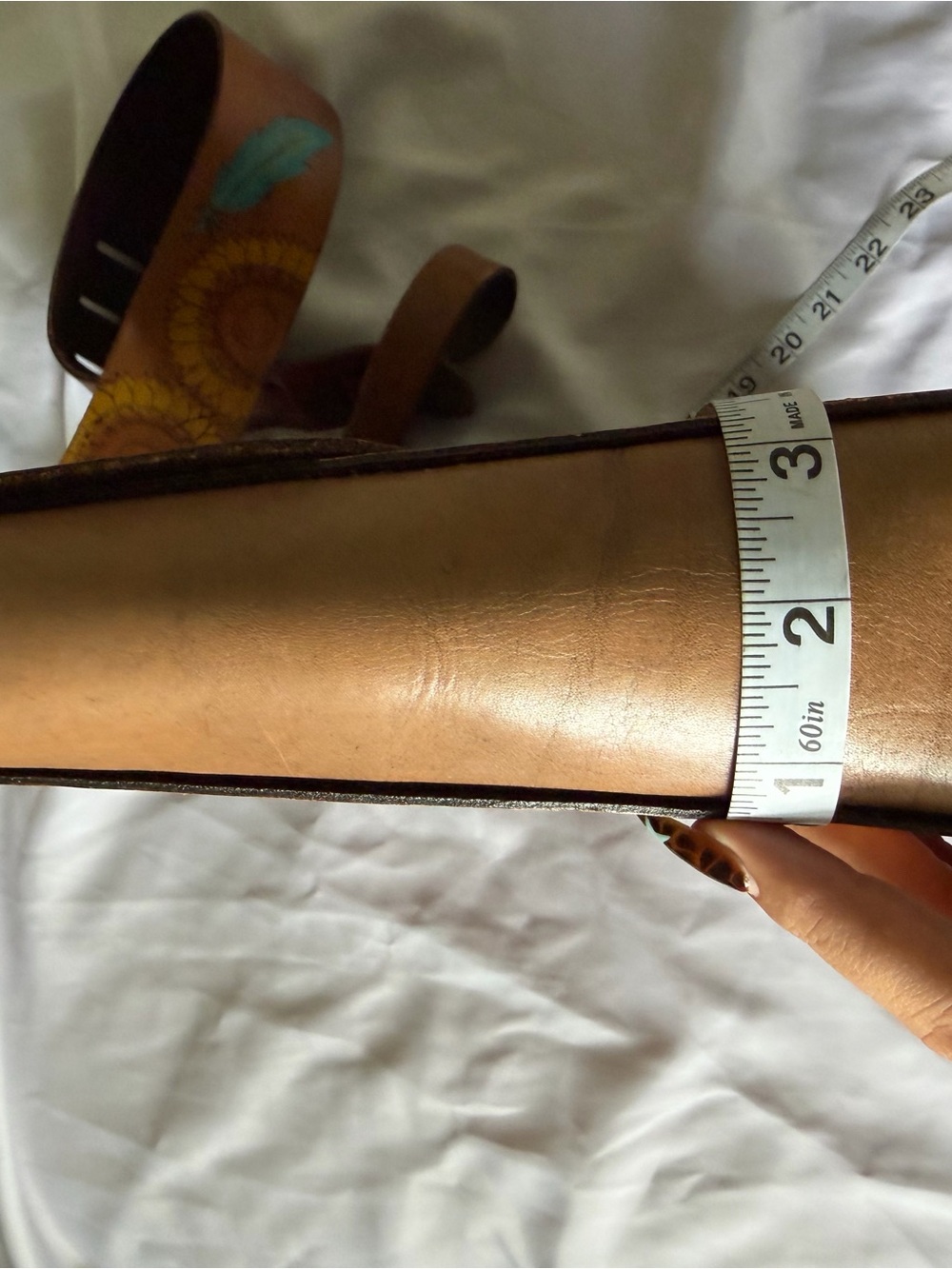 Moxie and Oliver Leather Crossbody Bag with Turquoise Bird & Sunflowers - Picture 12 of 16